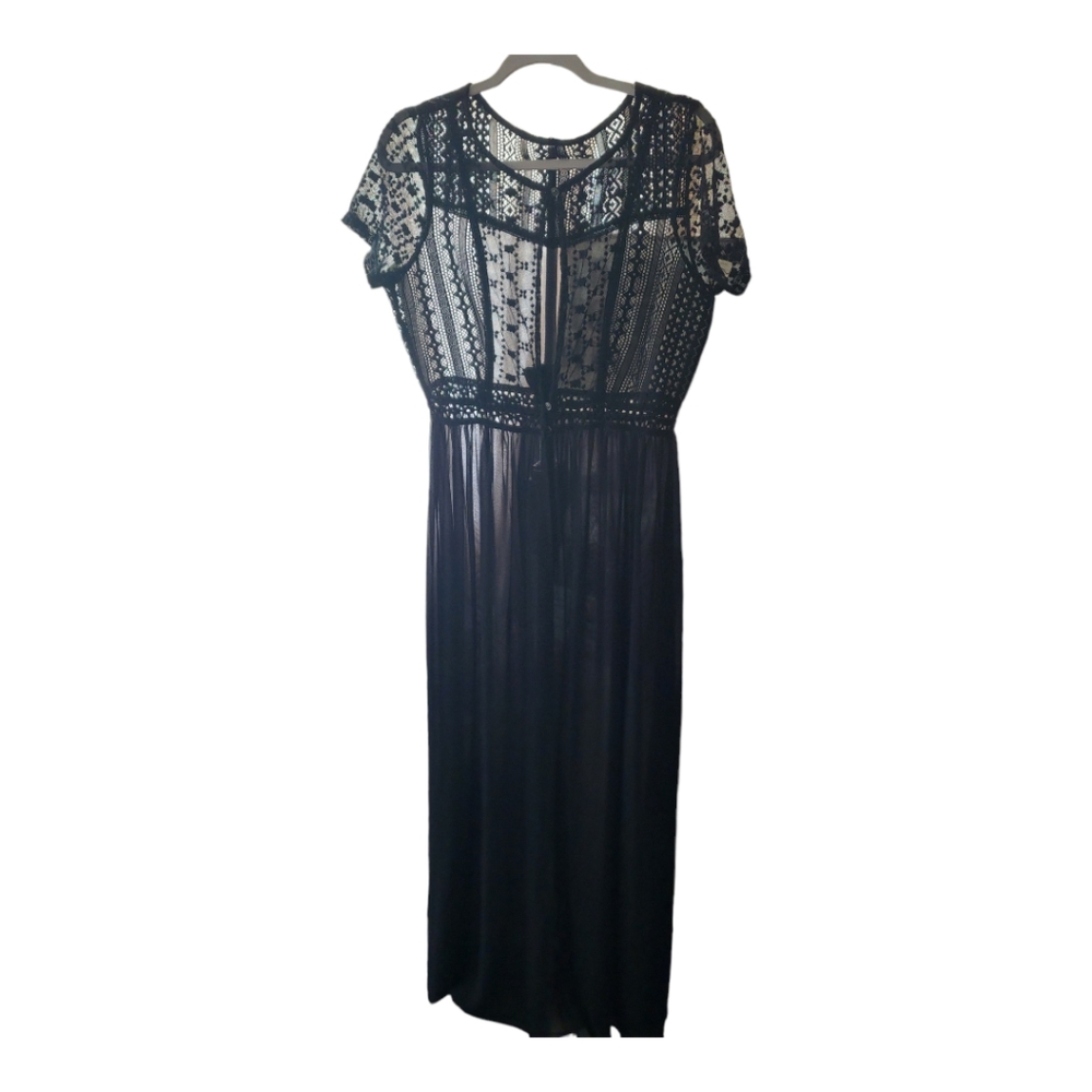 EUC Sheer black cover-up, sz L